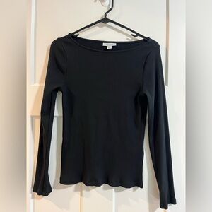 Black Ribbed Long Sleeve Shirt